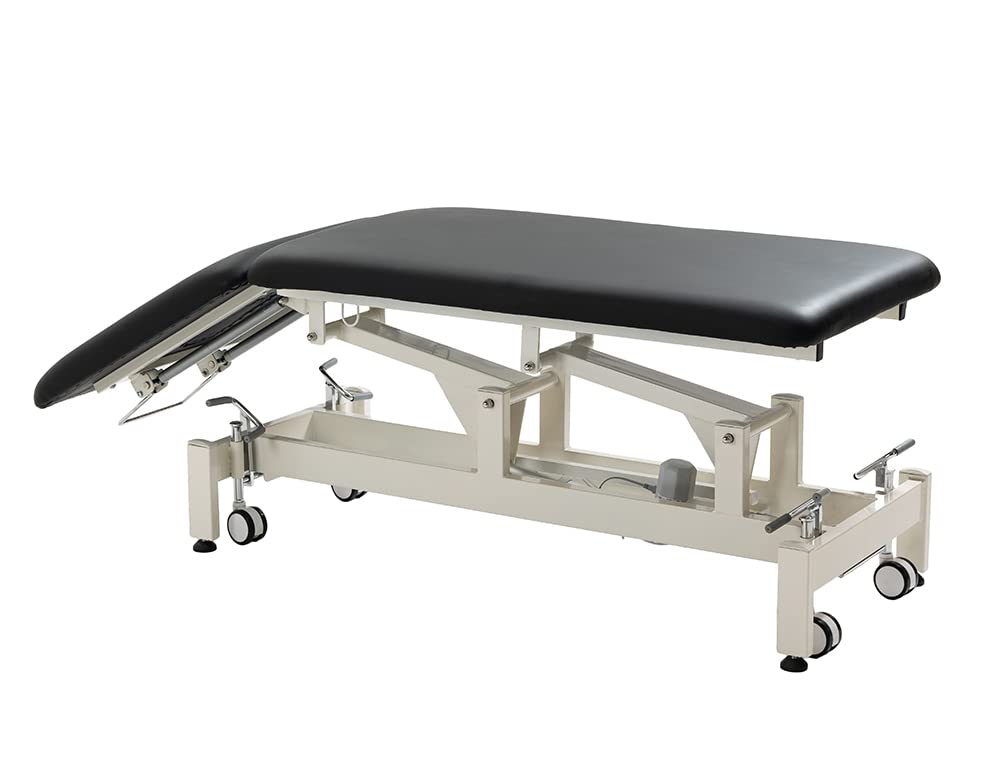 Physical Therapy Table,HomelyD Hi-Lo adjustable 2 section PT Treatment table,ultra comfortable foot control Facial Salon SPA Bed for Clinic,Massage and Acupuncture (Black))-blue