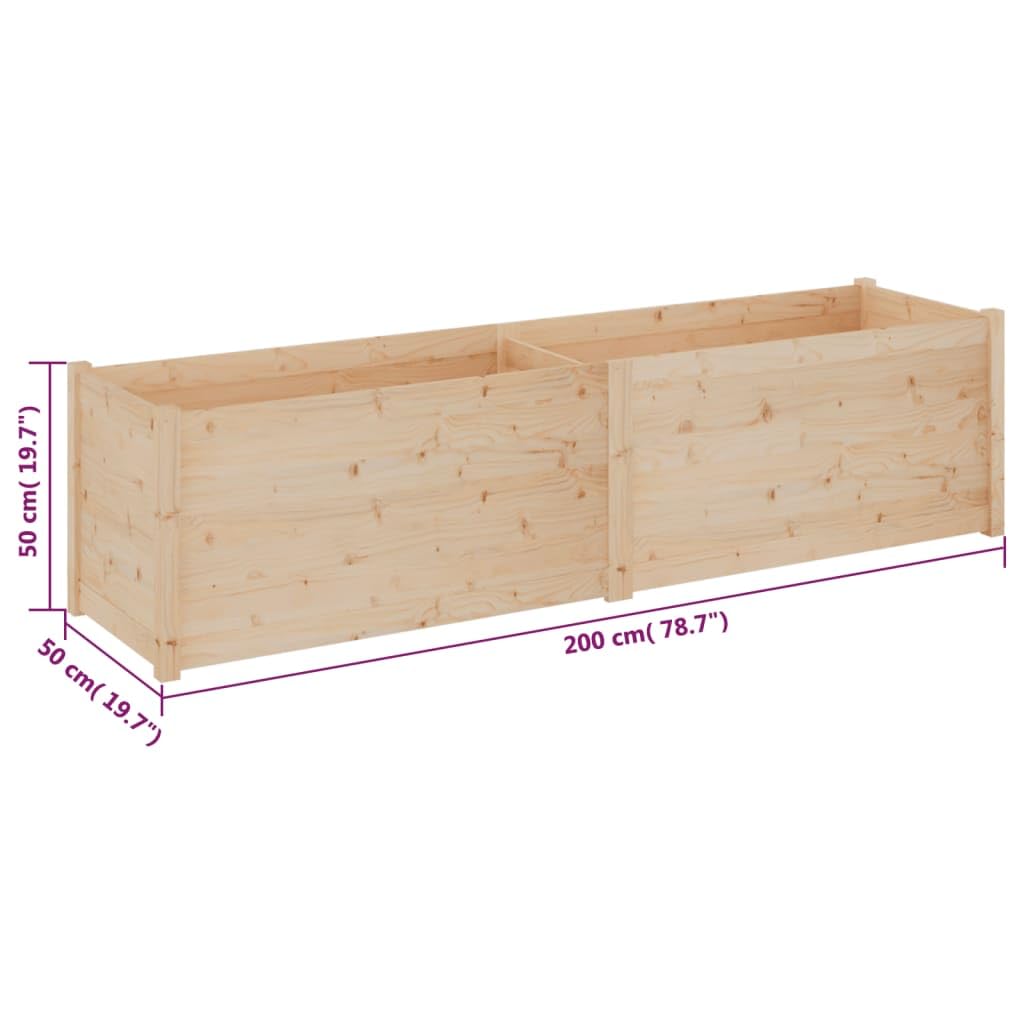 Mhdvray 78.7"x19.7"x19.7" Solid Pinewood Raised Planter Large Rustic Raised Garden Bed Box Natural Oil Finish for Patio Balcony Flower Vegetables Outdoor