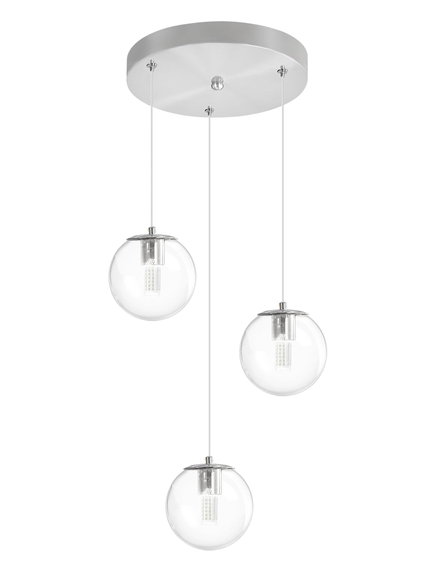 ykolupty 3-Light Chrome Pendant Lighting Modern Mini Chandeliers,Adjustable Clear Glass Pendant Light Fixture for Kitchen Island Dinning Room Bedroom