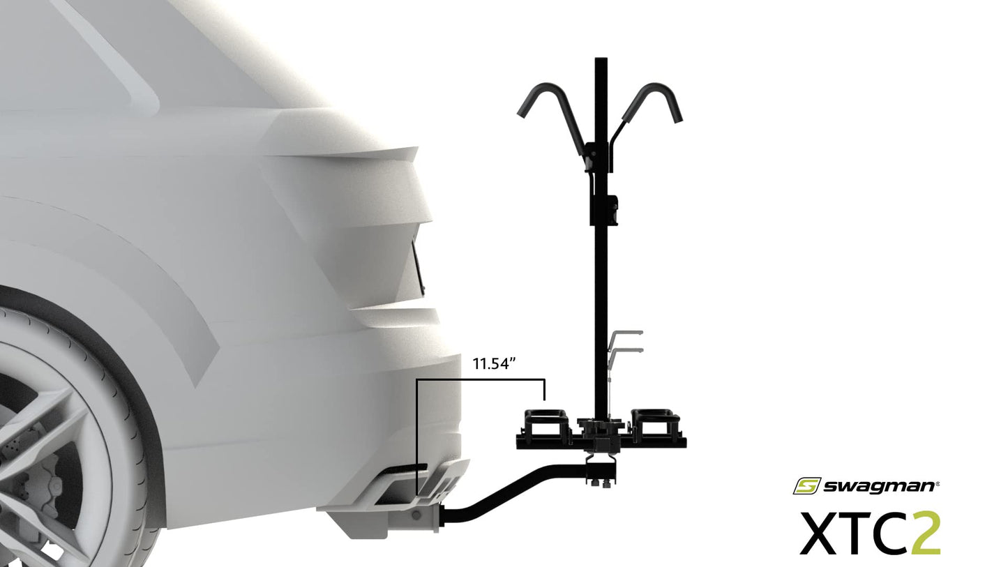 Swagman XTC2 Hitch Mount Bike Rack โ Platform Carrier for 2 Bikes, Ratcheting Hook System, Compact Clam-Shell Folding Design