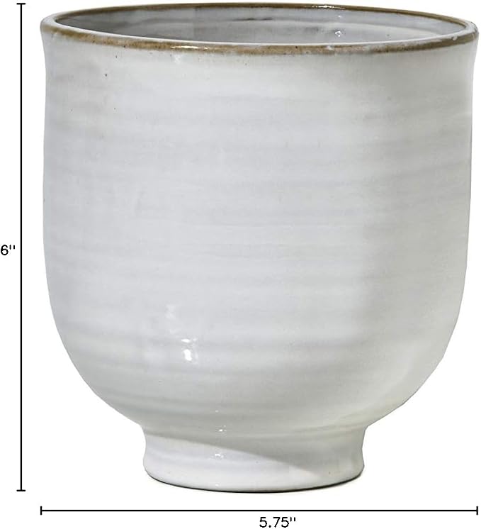 Serene Spaces Living Medium Glazed Ceramic Pedestal Bowl- Centerpiece for Vintage Weddings, Events, Measures 6" Tall and 5.75" Diameter