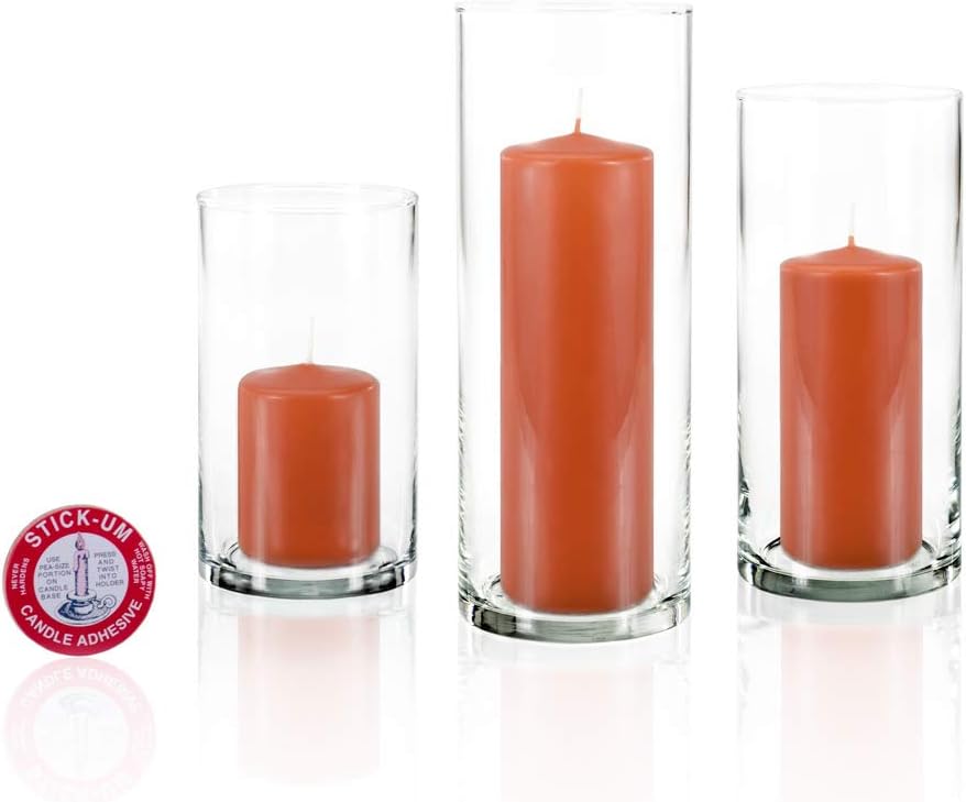 yummi Set of 12 Slim Pillars and Cylinder Vases - Sienna