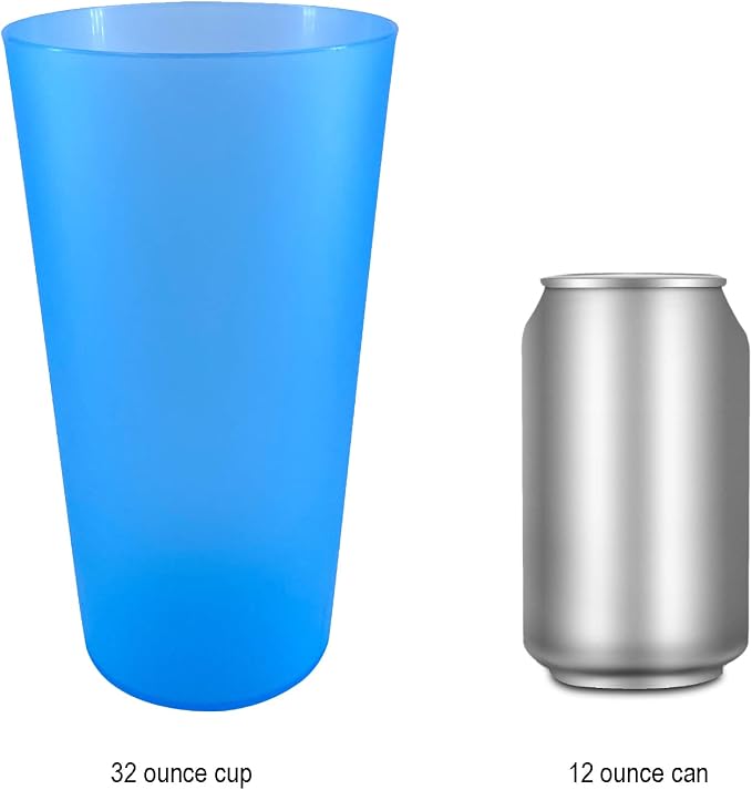 AOYITE Large Plastic Cups 32 oz - Reusable Big Drinking Cup set of 12 - BPA Free Dishwasher Safe Tall Drinking Glasses - Unbreakable Water Tumblers for Kids Kitchen Outdoor