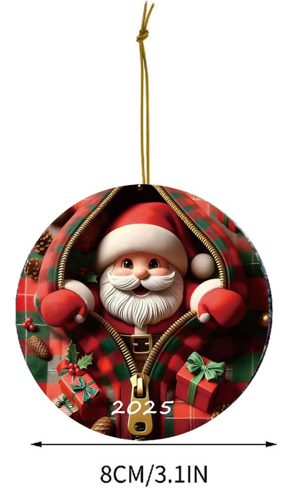 2025 Christmas Tree Fun Santa Claus Decorations, Christmas Ornaments 2025,Painted Glass Style, Unique Acrylic Hanging Decorations