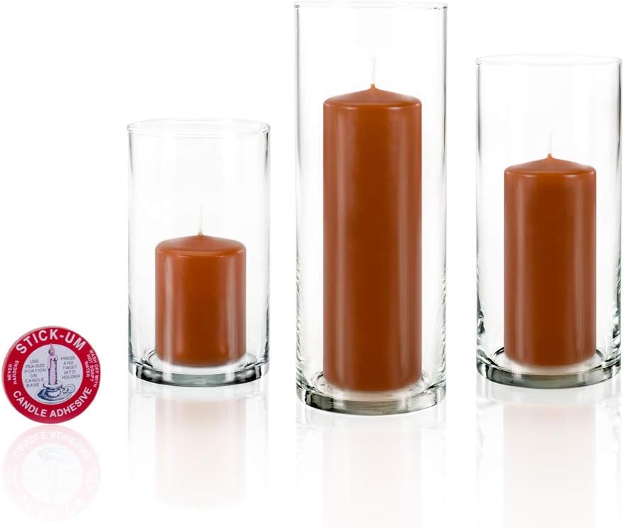 yummi Set of 12 Slim Pillars and Cylinder Vases - Toffee