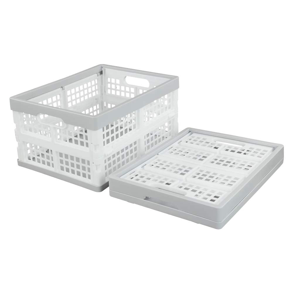 Vababa 3-Pack Plastic Stackable Collapsible Storage Crate, 15 L Stacking Folding Storage Basket