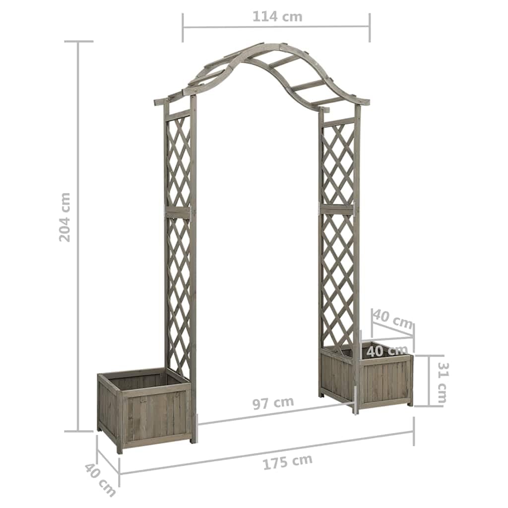 Solid Firwood Garden Pergola with Decorative Inlays and Planter Natural Wood Garden Structure for Outdoor Patio Decor