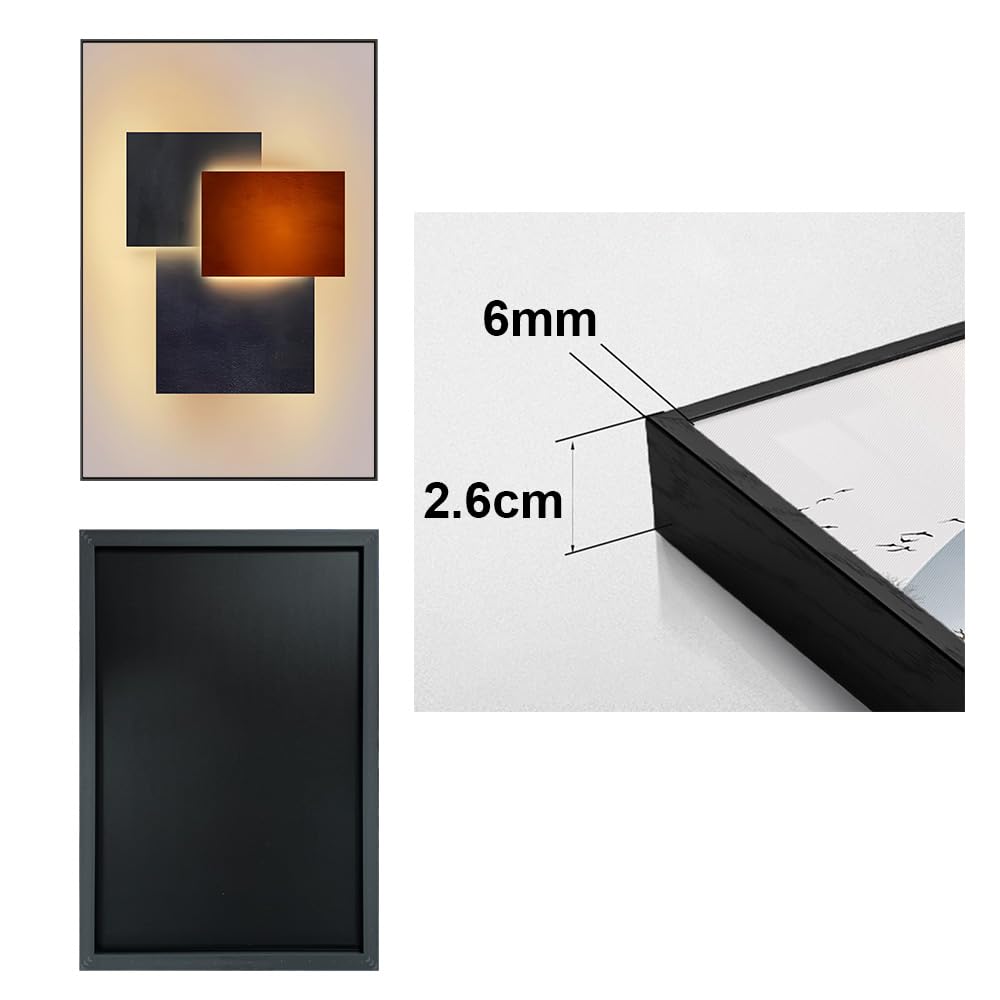 ARTFEB Large Framed Bright Modern Wall Art for Living Room Bedroom Office Abstract Gray Wall Painting 3 Piece Set Wall Decor (Black, 24" X 32" X 3 pieces)