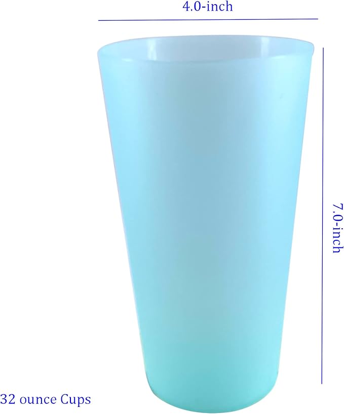 AOYITE Large Plastic Cups Reusable - 32 oz Big Drinking Cups set of 8 - BPA Free Dishwasher Safe Water Tumblers - Unbreakable Drink Cup for Kids Kitchen Outdoor
