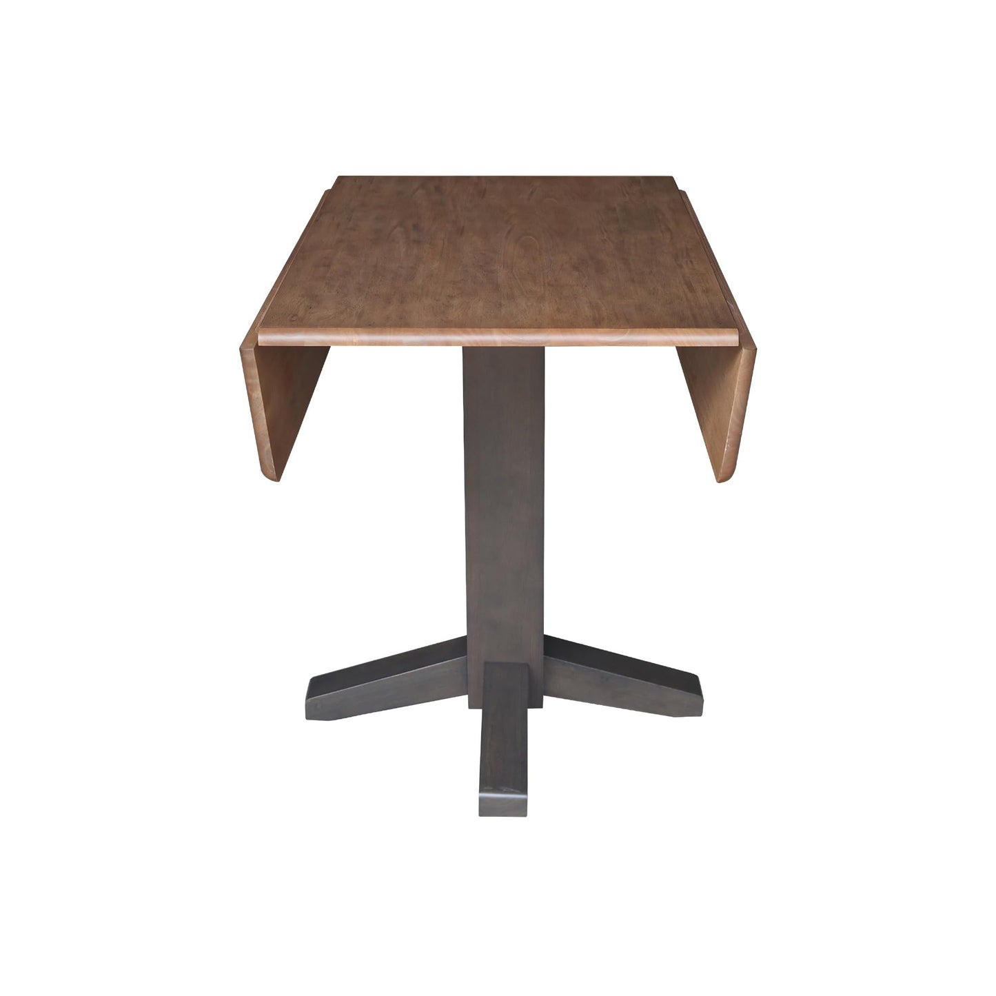 Solid Wood 36" Square Dual Drop Leaf Dining Table, Hickory/Washed Coal