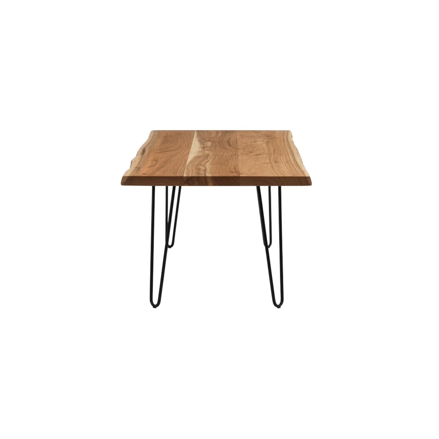 Alaterre Furniture 48-Inch Live Edge Coffee Table with Hairpin Metal Legs – Rustic Modern Farmhouse Solid Acacia Wood Living Room Table in Natural Finish