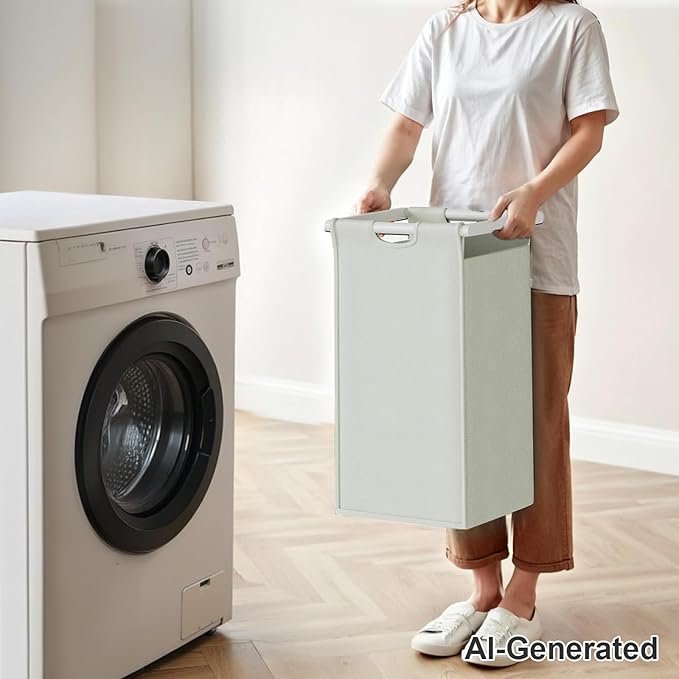 Herture Laundry Hamper with Shelf, Laundry Basket 4 Section, Laundry Sorter with Pull-Out Removable Large Bags and Movable Wheels, Metal Frame, 4 x 15.87 Gallons (60L), White PF07XLW