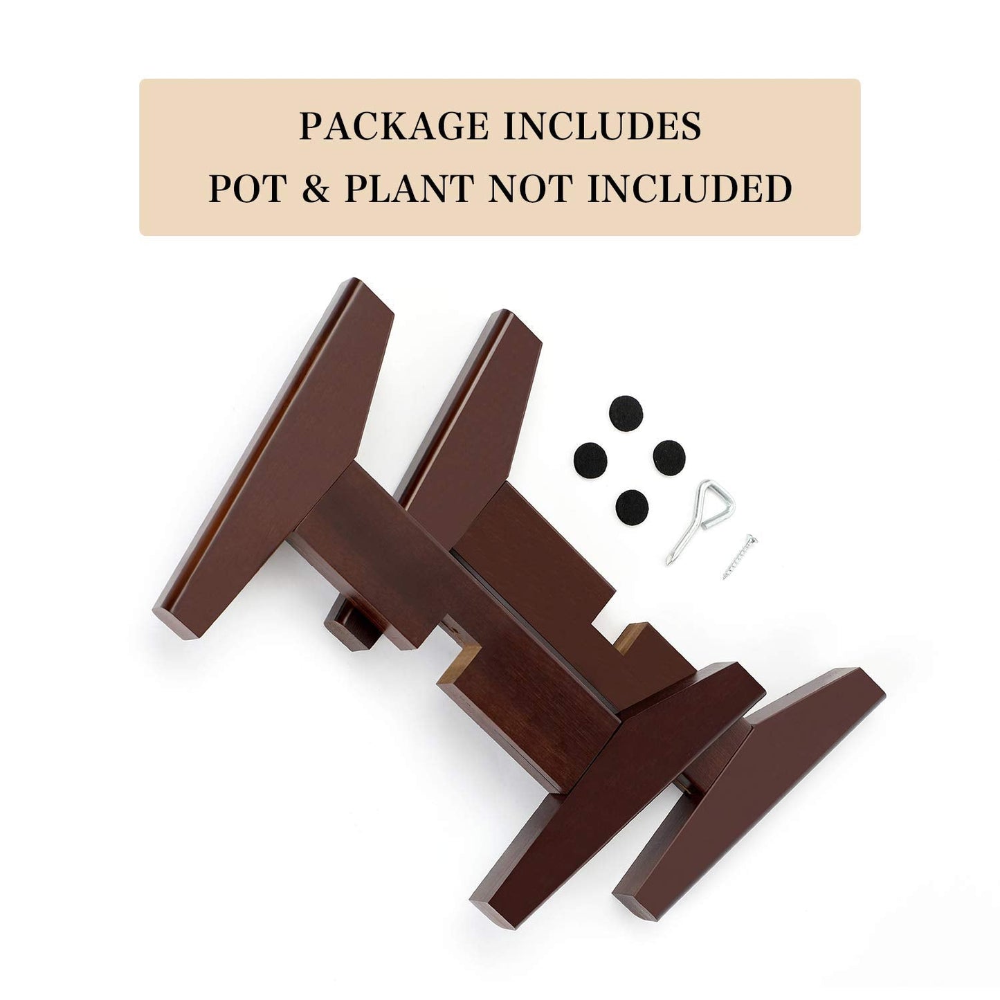 Seanmi Plant Stands for Indoor Plants, Bamboo Plant Stand, Mid Century Plant Holder, Adjustable Width, Fits 8 9 10 11 12 inches Pots - Dark Brown (Planter Stand Only)
