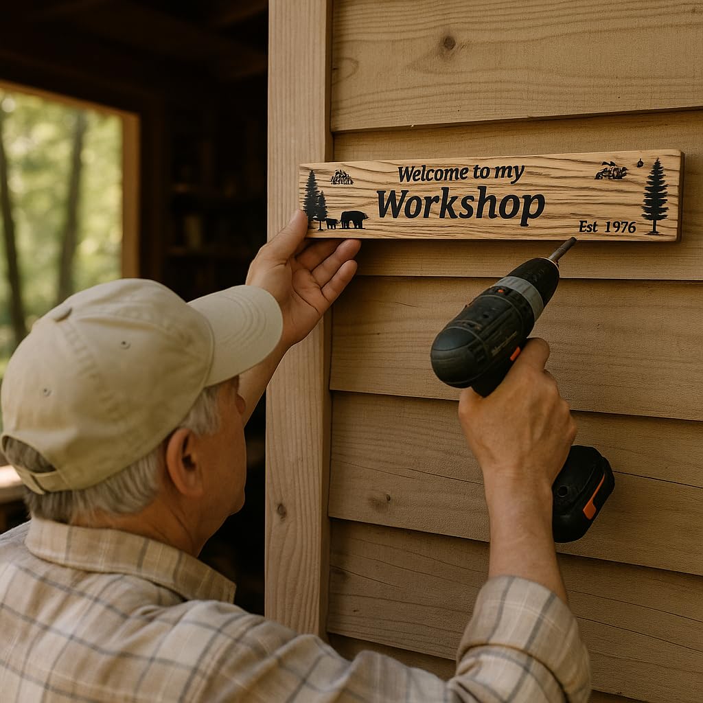 Custom Sign Engraved Solid Wood Oak Sign Perfect for Outdoors or Indoors | Enhancing Any Space With Custom Name Sign | Make's A Great Family Sign Home Signs For Home Decor | Wood Sign (Cabin)