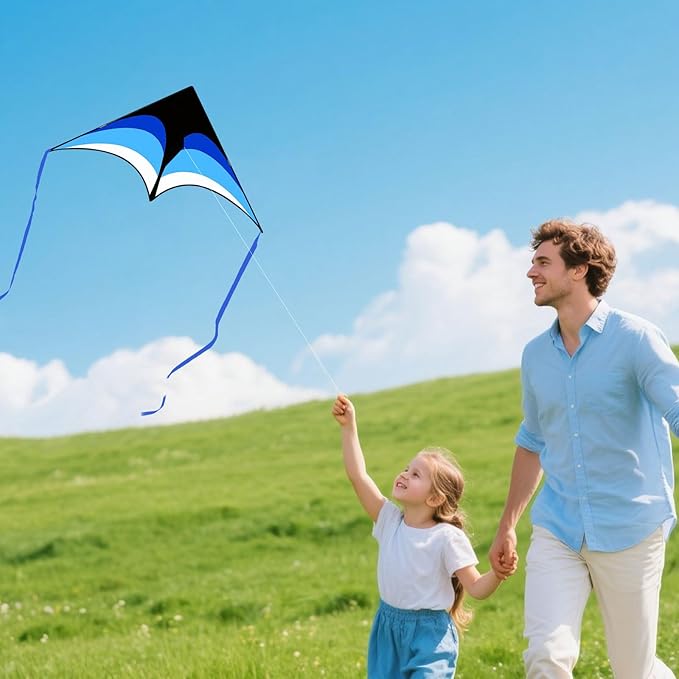 Mint's Colorful Life 3 Pack Delta Kites for Kids & Adults, Easy to Fly Large Kite Set for Beginners, Perfect Family Kites for Park and Beach Trip with 300ft String Included