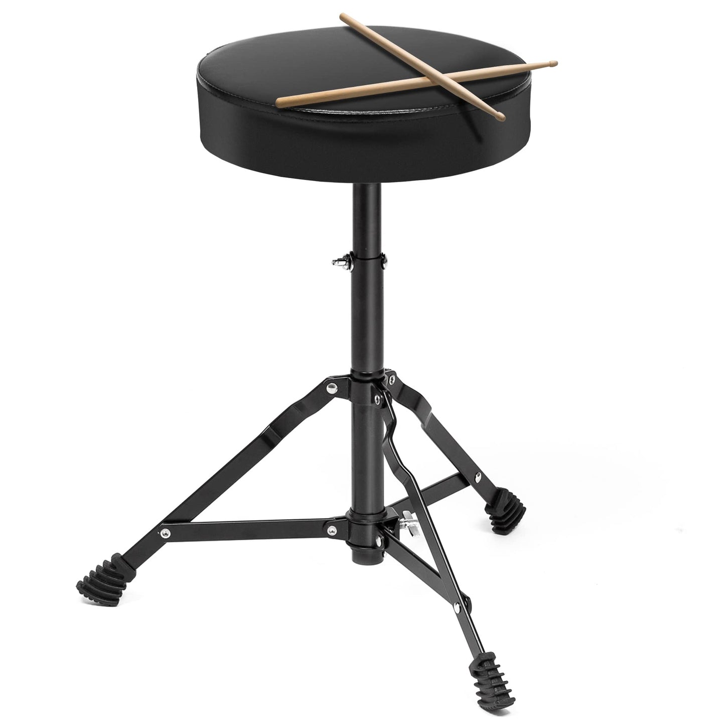 Gammon Percussion Full Size Complete Adult 5-Piece Drum Set with Cymbals, Stands, Stool, and Sticks - Silver