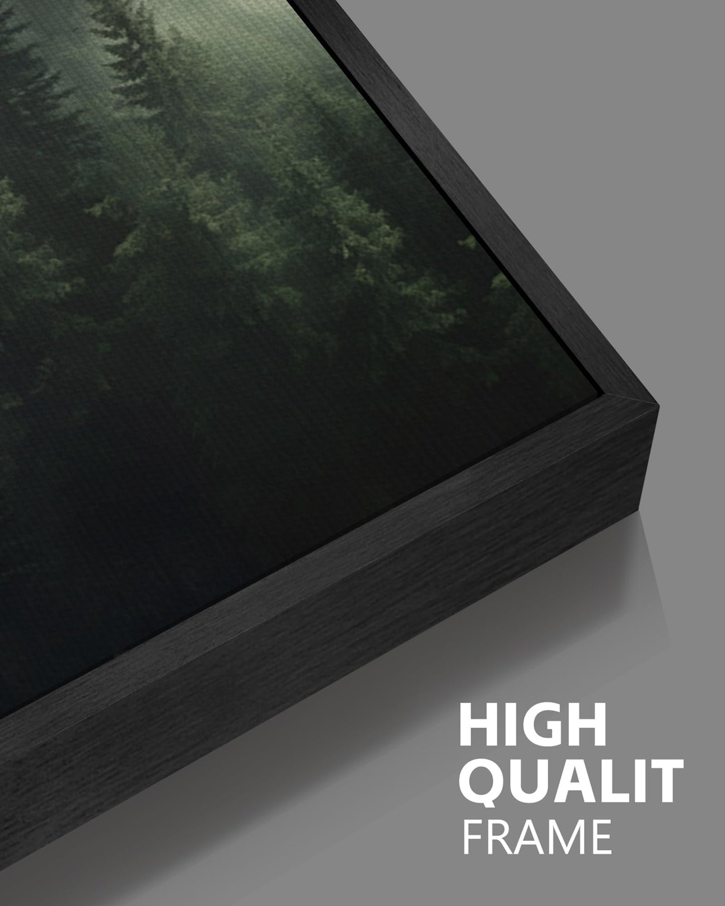 SHENIFY Green Fog Pine Tree Forest Canvas Wall Art Large 24x36in Framed Modern Artwork Prints Decor - Black Framed