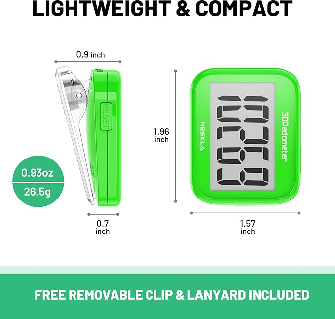 3D Pedometer for Walking, Simple Step Counter with Large Digital Display, Step Tracker with Removable Clip Lanyard, Accurately Track Steps for Men Women Kids Adults Seniors