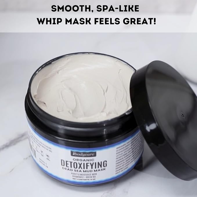 Dead Sea Mud Mask 4 Pack 2 Detox and 2 Rosemary Mint Hydrating Clay Masks with Bentonite and Kaolin Clay Whipped Texture Non Drying Pore Minimizer for Face 8 oz Each, 4 jars