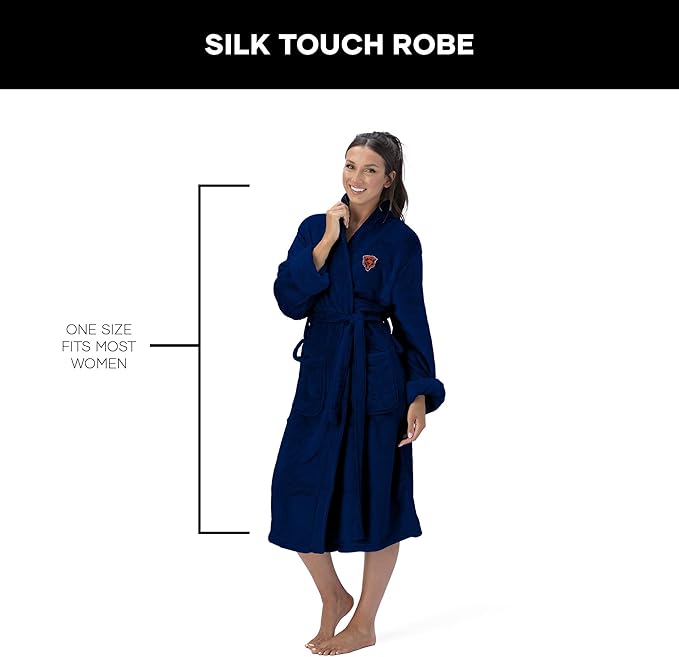 NFL Adult Unisex Silk Touch Bathrobe, Officially Licensed Loungewear, Soft Plush Polyester