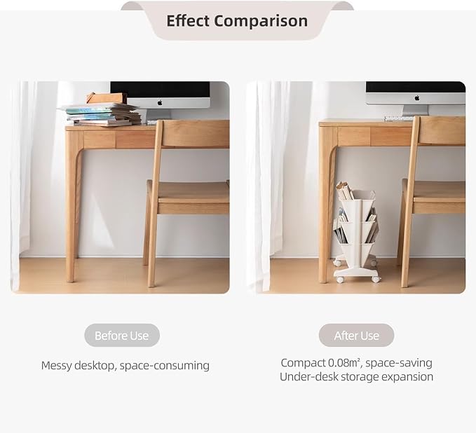 3 Tier Rolling Utility Cart Multi-Functional Movable Storage Book Shelves with Lockable Casters for Study Office Kitchen Classroom, White (Whtie, 3 Tier with Wheel)