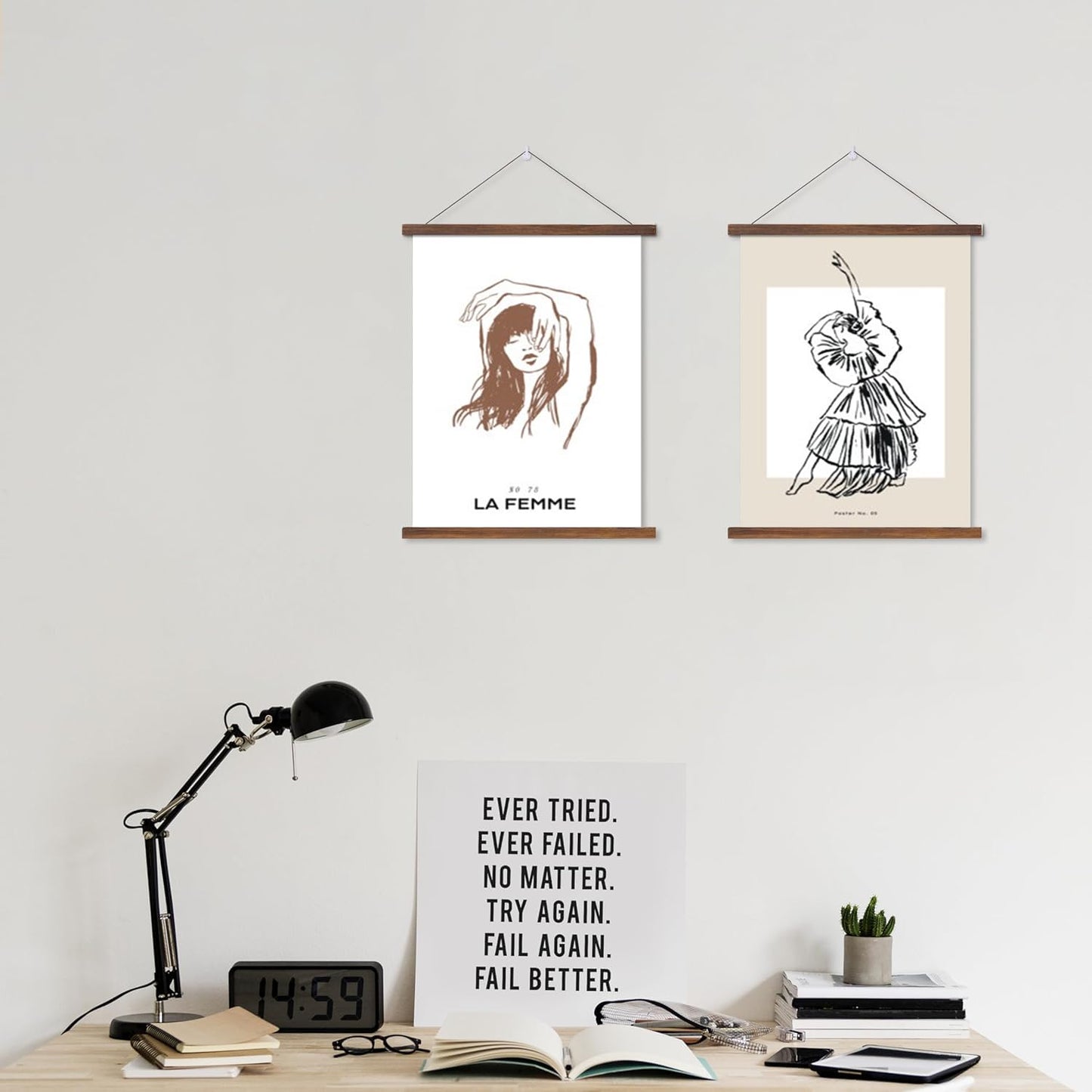 HEART ART Magnetic Poster Hanger Frame,18x24,18x20,18x12 Poster Frame Wood Wooden Magnet Hanging Kit for Walls Map Canvas Artwork (Teak Wood,2 PACK)