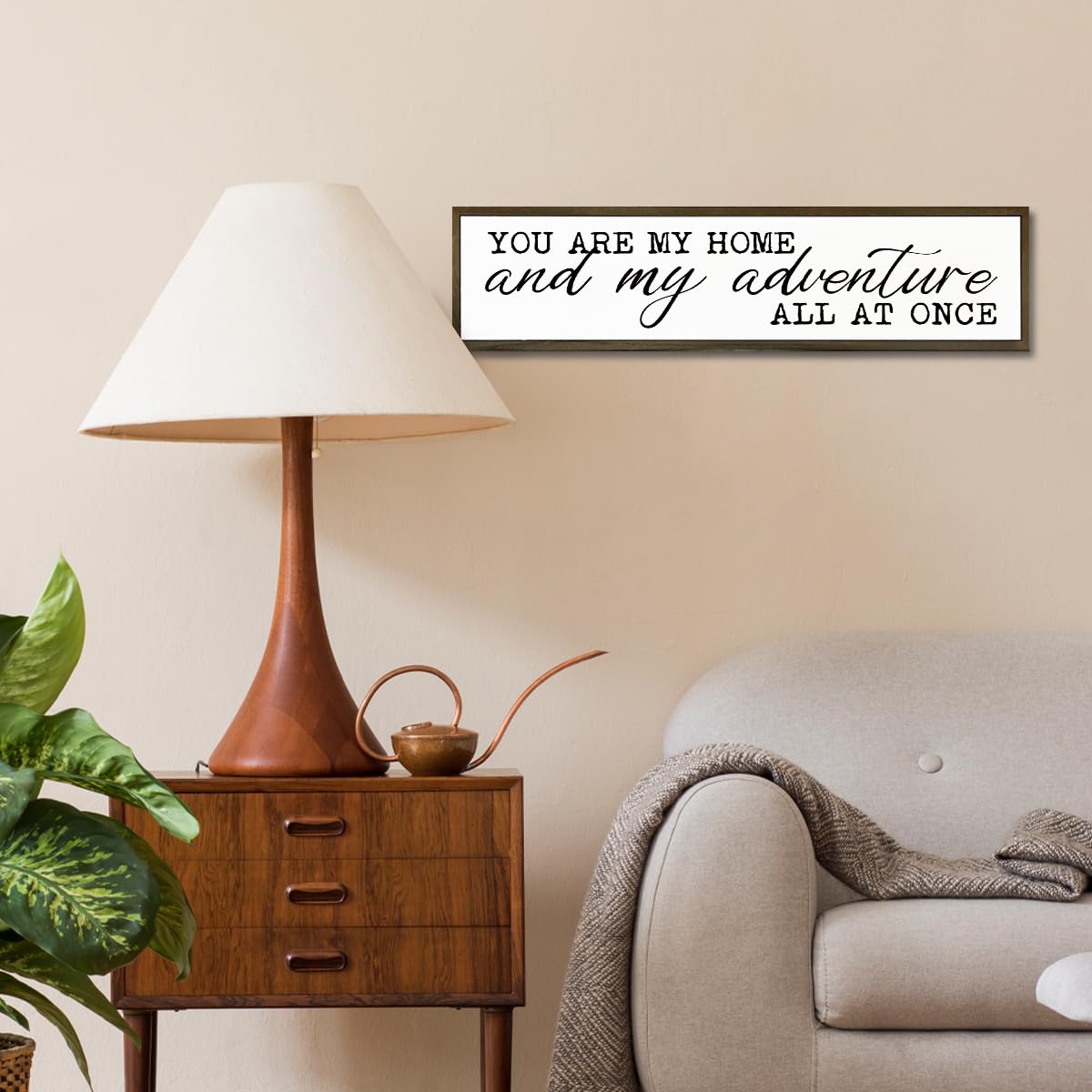 Rustic Home Sign, You are My Home and My Adventure All At Once Sign, Bedroom Decor for Wall Tabletop Shelf, Living Room Decor Above Sofa, Romantic Wall Art 17.8x4x1.18 inches