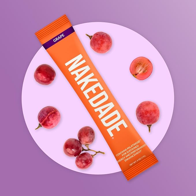Nakedade Grape – Performance Enhancing Sports Drink Powder - Electrolyte Powder – No GMOs or Artificial Sweeteners, Gluten-Free, Soy-Free, Dairy-Free – 16 Sticks