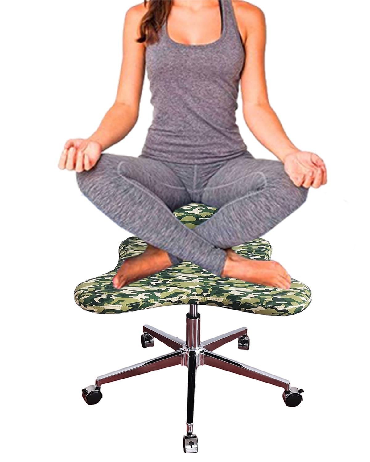 Cross Kneeling Meditation Chair,Ergonomic Office Chair Cross Legged Office Chair Adjustable Height Kneeling Chair with Back Support, Wide Office/Game Computer Chair Cross Legged - Brake Cast