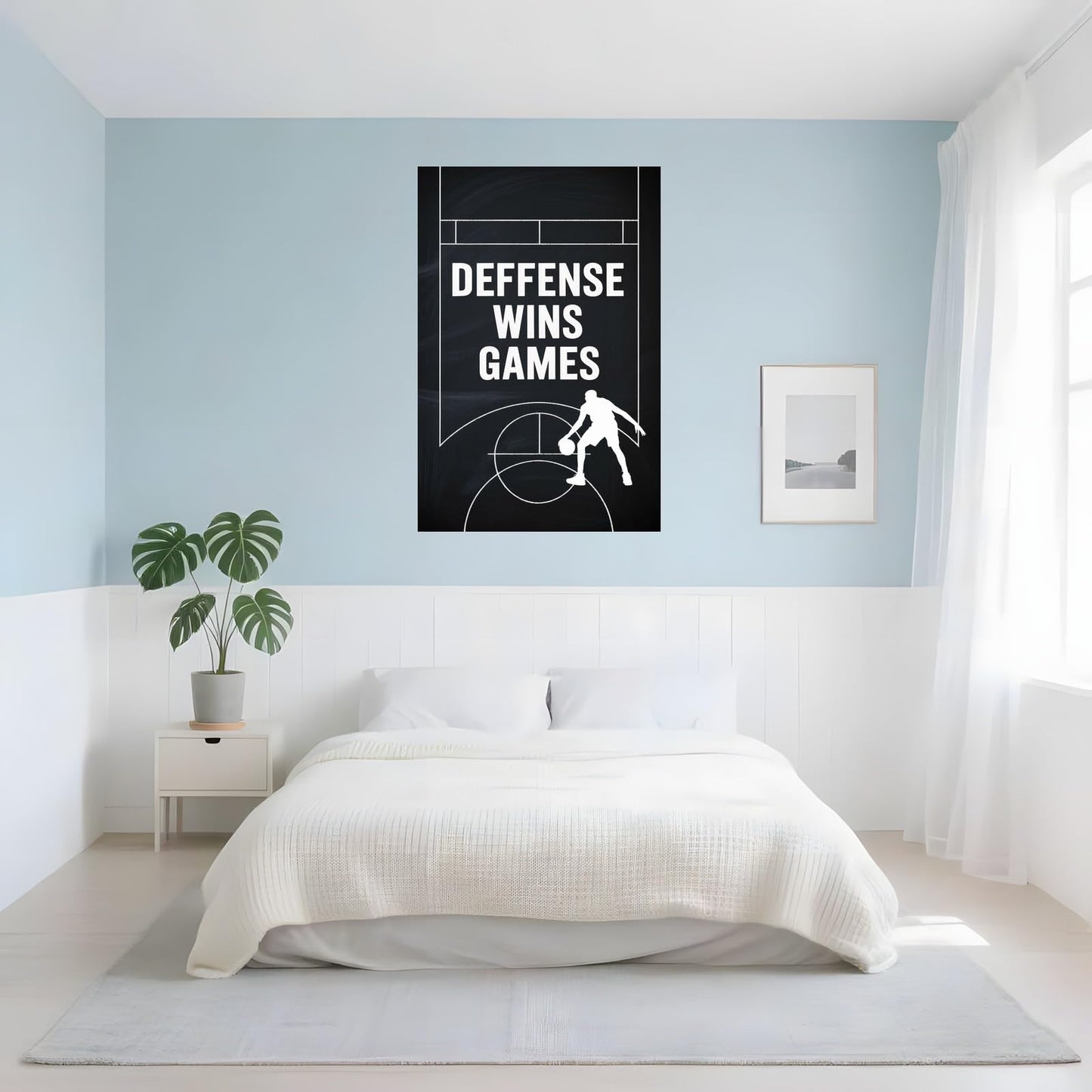 Defense Wins Games Basketball Motivation Poster Minimalist Inspirational Wall Art For Athletes And Teams Printing Posters Unframe-style 08x12inch(20x30cm)
