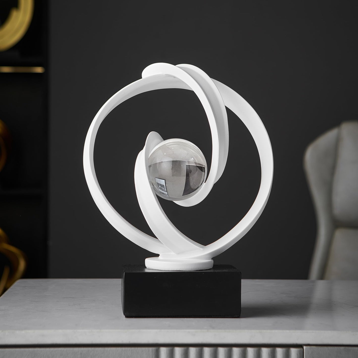 Modern White Statue Decor for Living Room, Abstract Art Sculptures Home Décor Accents for Coffee Table TV Stand Bookshlf, Resin Decorations for Dining Room Office Bedroom