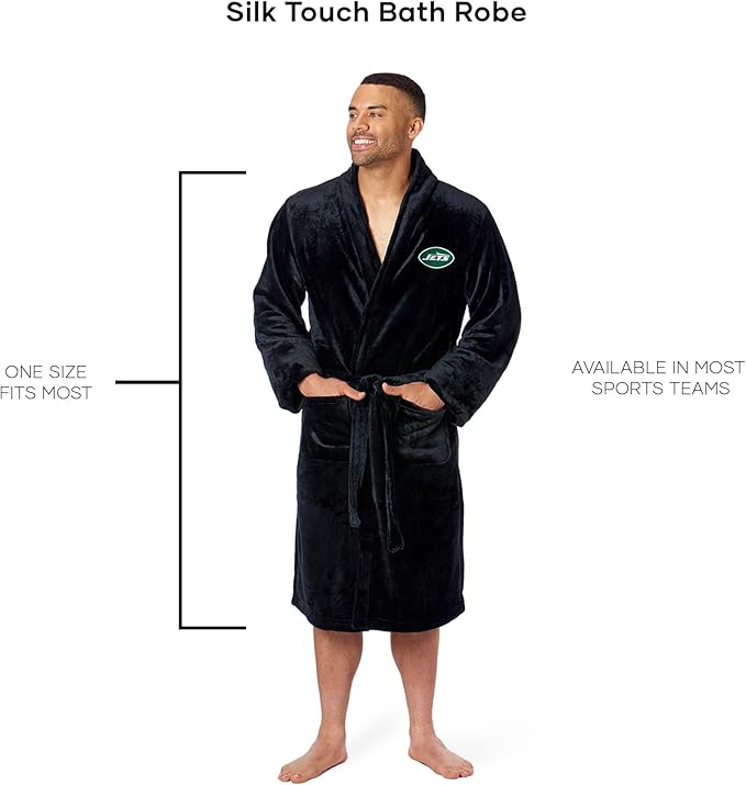 NFL Adult Unisex Silk Touch Bathrobe, Officially Licensed Loungewear, Soft Plush Polyester