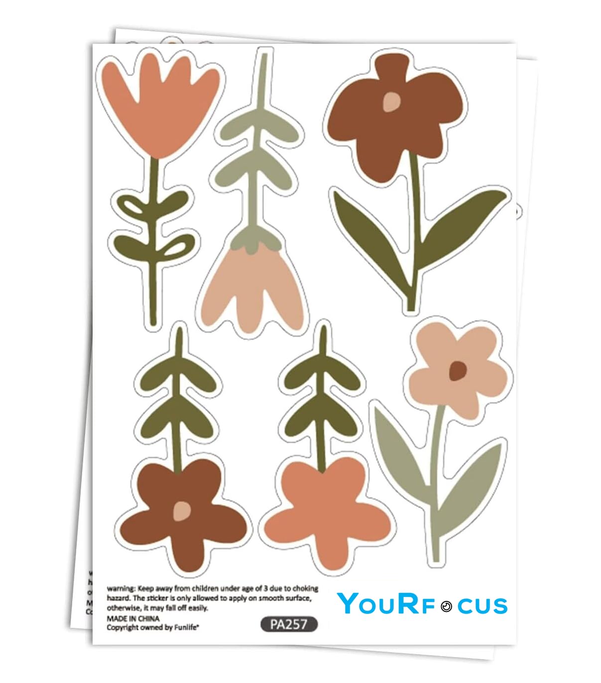 YouRfocus Boho Flower Wall Decals 72 PCS, Boho Decal Sticker for Girls Living Room Playroom Nursery, Removable Decals Kids Room Decor Vinyl Murals DIY Cute Decorations (12 Sheets)