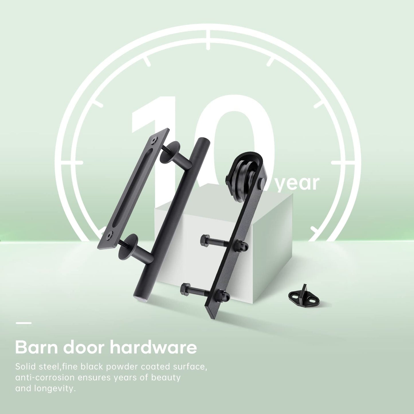 FREDBECK 36 x 84 inch Glass Barn Door with 6.6FT Barn Door Hardware Kit & Handle Included,5-Panel Frosted Glass, Water-Proof Surface,Pre-Drilled Holes,Need Assembly