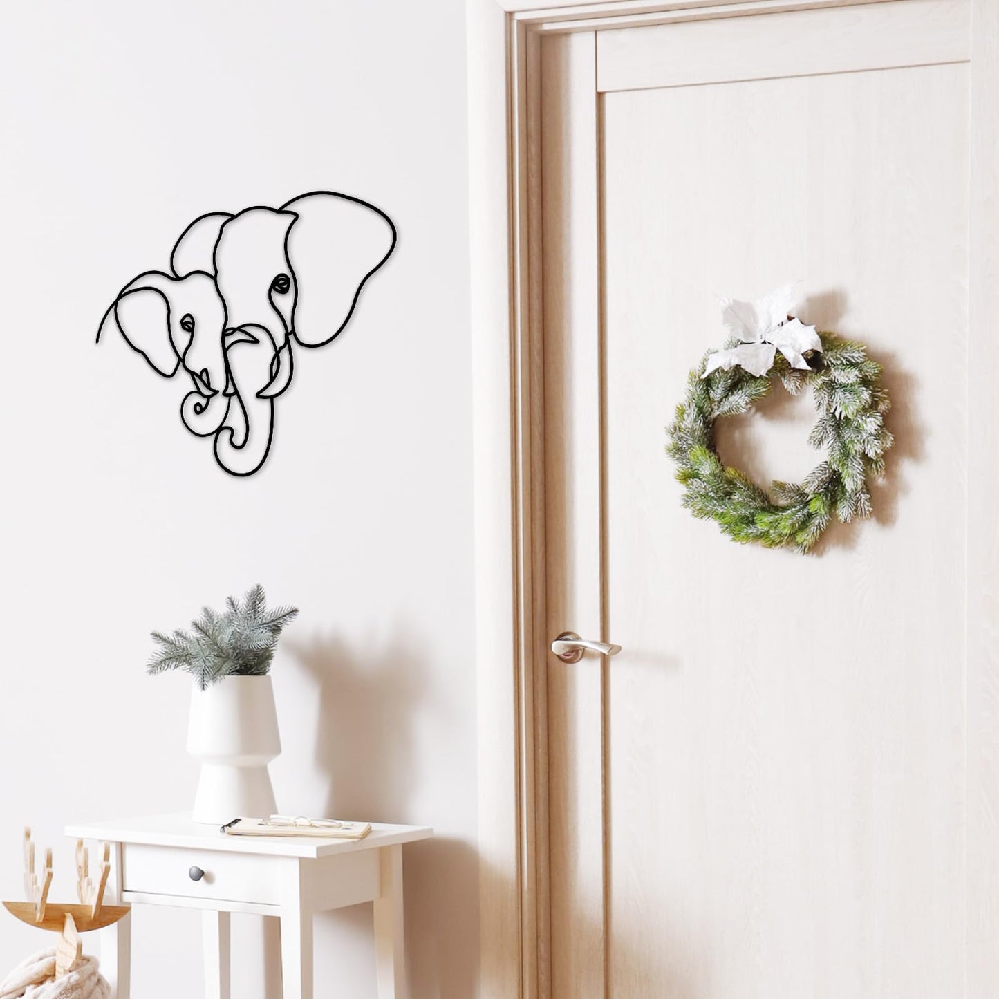 Vineland Metal Elephant Wall Art Decor, Black Wall Hanging, 16.5 x 12.9 Inches, Modern Home Decoration