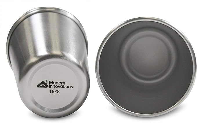 Modern Innovations 16 Ounce Stainless Steel Pint Cups - Stackable Pint Cup Tumblers For Travel – Metal Cups For Drinking Outdoors - 16 Oz Reusable Steel Cups - 5 Pack