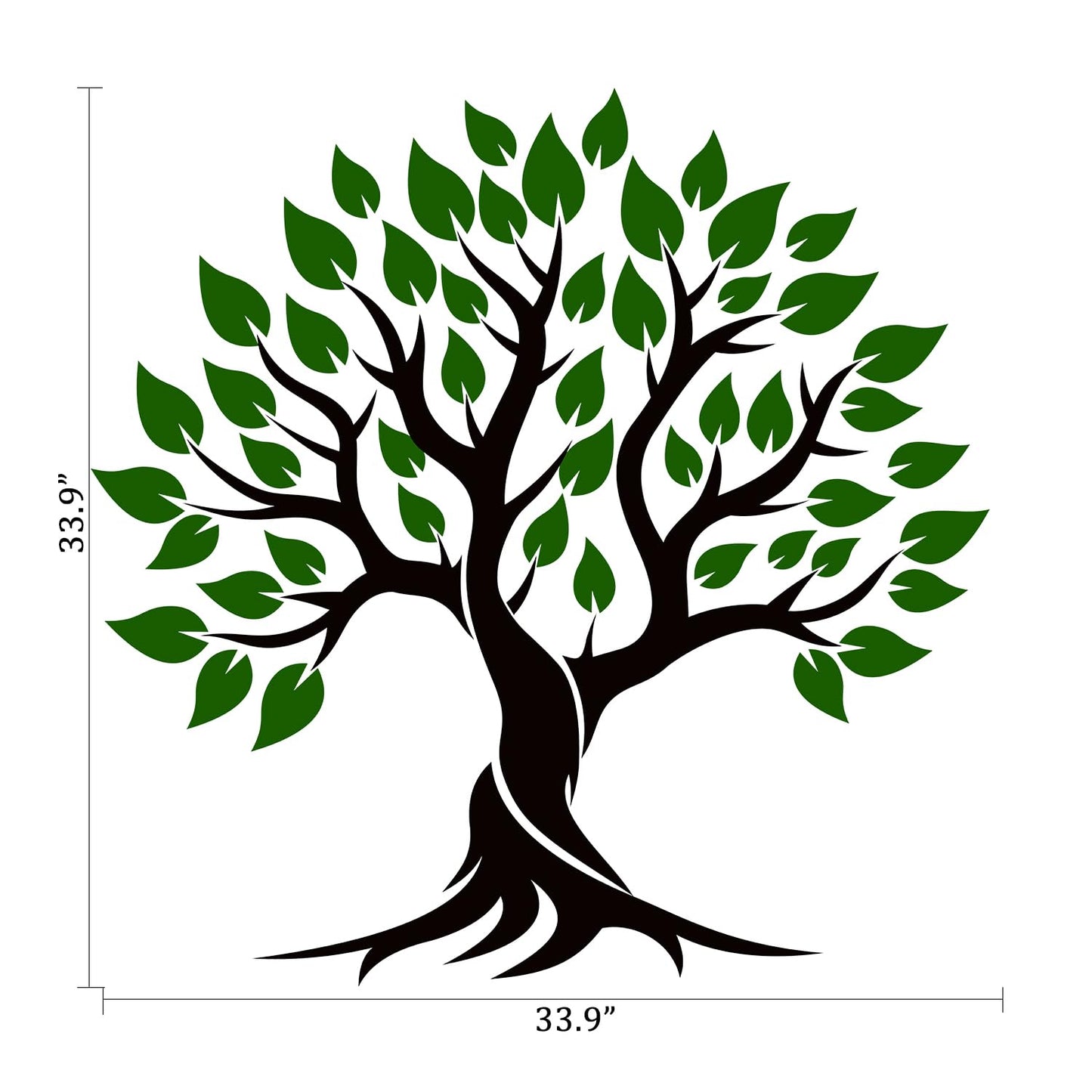 VePret Tree of Life Wall Decals Peel and Stick, Green Tree Wall Stickers, Removable Abstract Tree Home Room Wall Decor Art for Bedroom Living Room Classroom Office, Vinyl, Black and Green