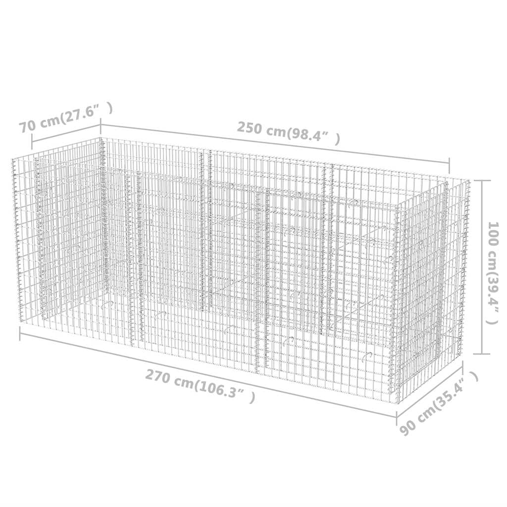 hliofuir Galvanized Steel Large Raised Garden Bed 106.3"x106.3"x39.4", Silver Rectangular Planter Box for Outdoor Vegetables, Flowers & Herbs