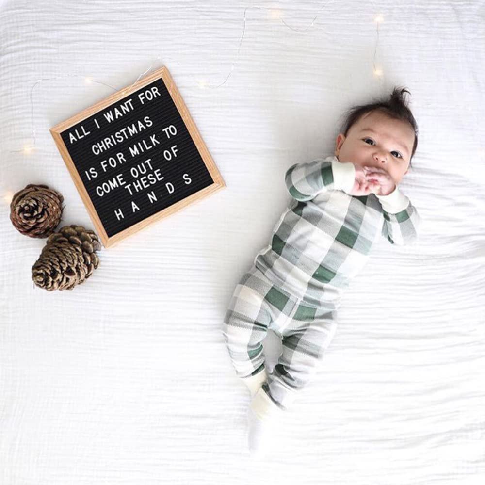 Felt Letter Message Board with 340 Letters,Letter Board Sign with Stand, 10X10 Inch for Baby & Pregnancy Announcement Sign,Black Felt