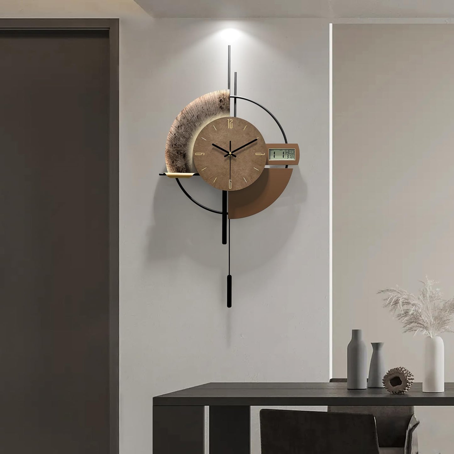 FIXNEO Large Wall Clocks Decorative with Temperature Display℃, Silent Unique Wall Clocks for Farmhouse, Office, Living Room, Kitchen, Home, Bathroom & Bedroom Wall Decor