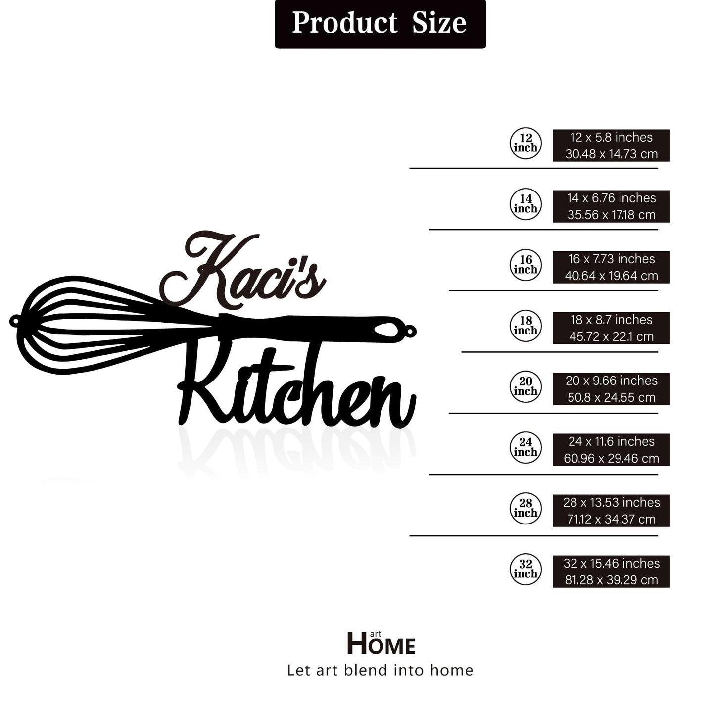 Kitchen Name Sign Personalized Metal Sign for Home Kitchen Restaurant Dining Area Monogram Signs for Housewarming Farmhouse Cafe Cafeteria Wall Decor Gift for Friends Cook Black 12"