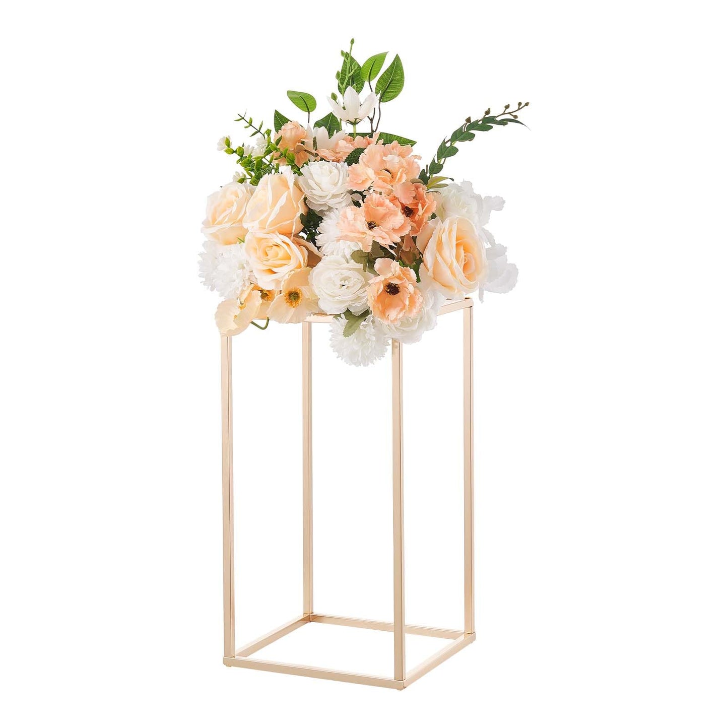 VEVOR Wedding Flower Stand, 10PCS 15.75-inch Column Flower Stand, Floral Stands with Acrylic Laminate, Rectangular Floral Display Rack for Wedding, Party, Birthday, Home, French Gold Centerpiece Stands
