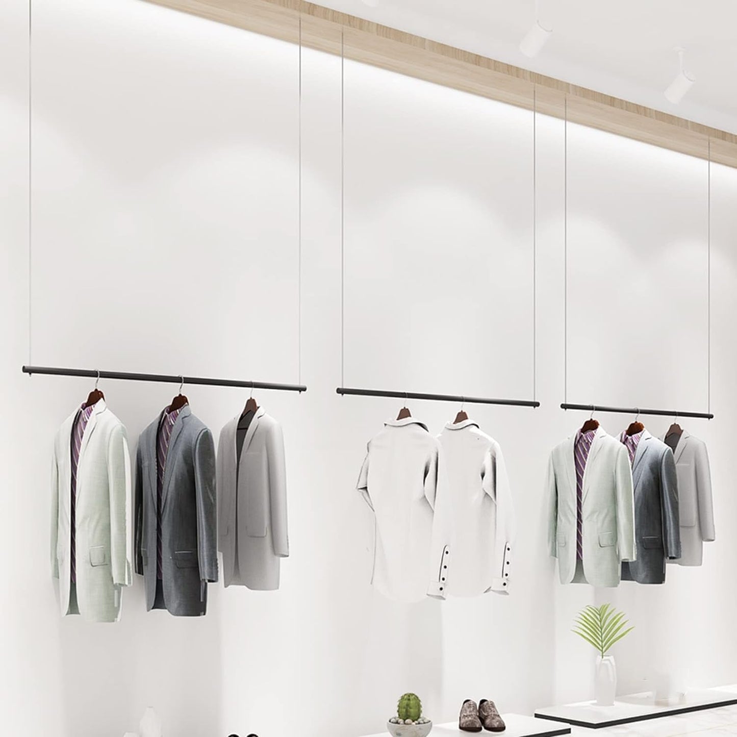 KYTGFH Clothes Rack, Height Adjustable Display Rack, Clothing Store, Ceiling Clothes Rack, Wedding Dress, Hanging Shelf, Wall Hanger, Commercial Room Organizer, Shelf,B,100cm