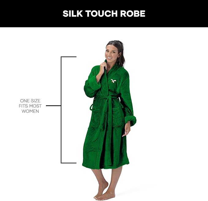 NFL Adult Unisex Silk Touch Bathrobe, Officially Licensed Loungewear, Soft Plush Polyester