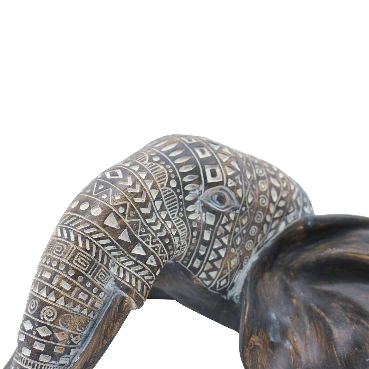 OTARTU African Elephant Wall Bust Sculpture 11" Tall Carved Noble Elephant Head Hanging Wall Decor Art Wooden Color