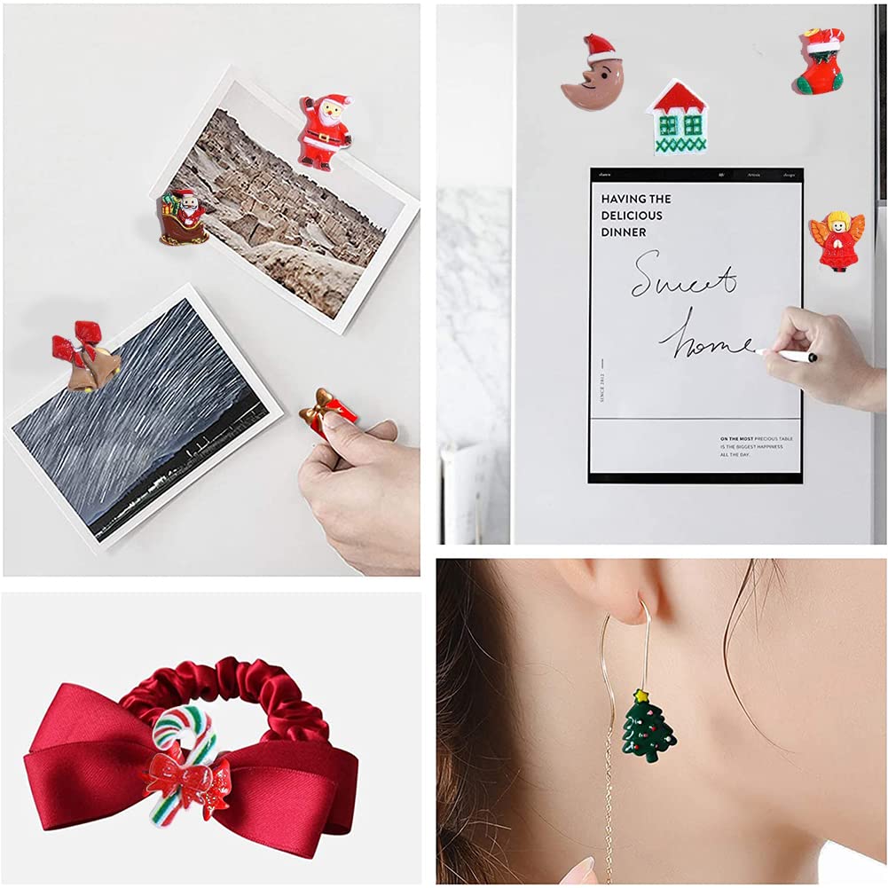 200pcs Christmas Resin Charms for Crafts, Christmas Slime Flatback Charms,Ornament Scrapbooking DIY Crafts, Miniature Ornaments for Christmas Embellishments, Craft Supplies Mini Christmas Decorations