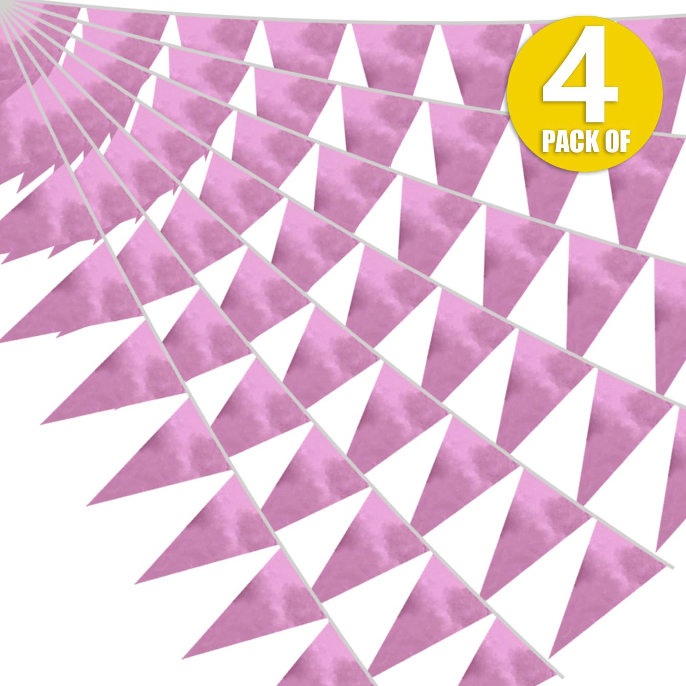 40M/130FT Rose red Triangle Pennant Banner Flag Metallic Fabric Bunting Garland for Christmas Graduation Wedding Engagement Anniversary Bachelorette Birthday Bridal Shower Valentines Hen Party Supplies