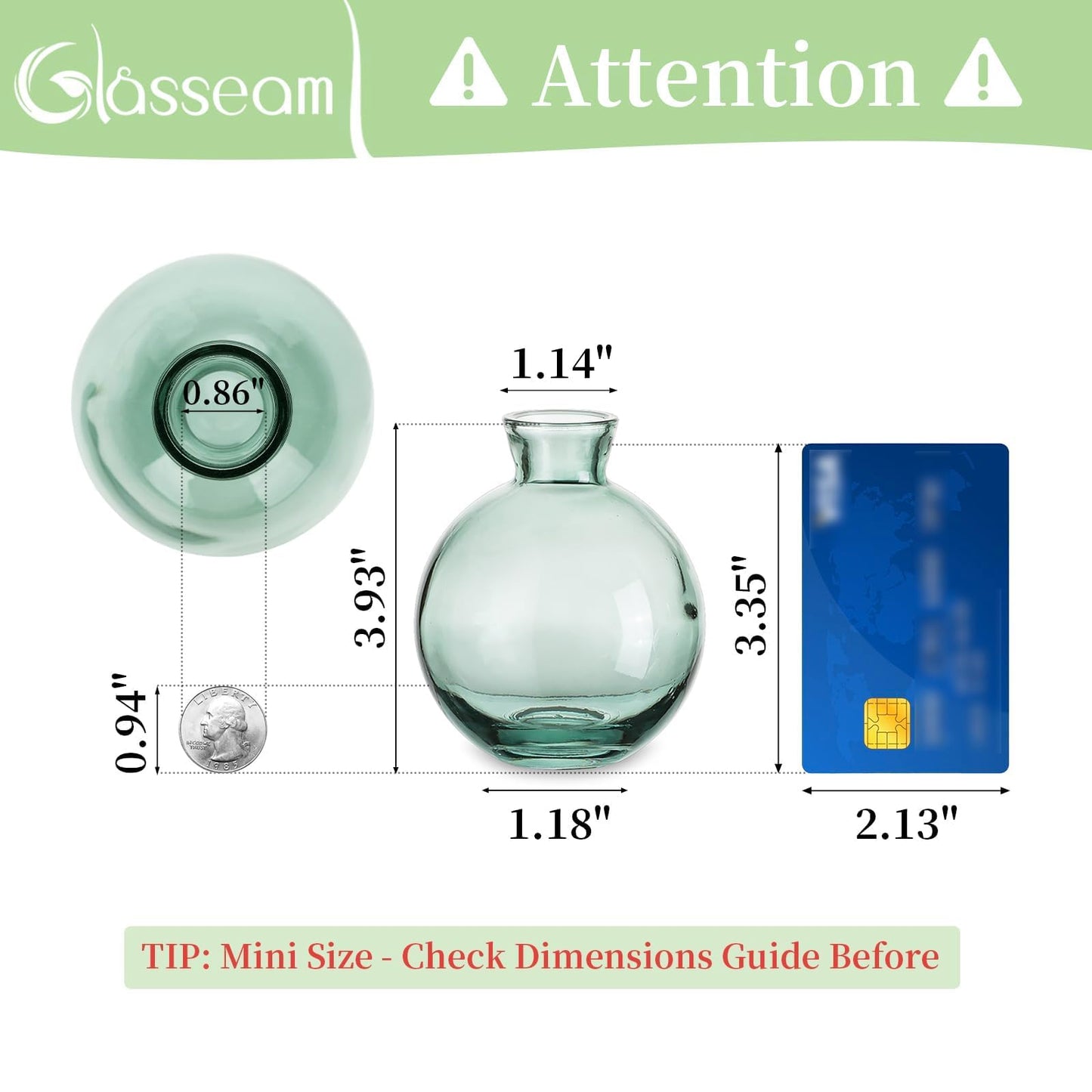 Bud Vases 3Pcs/Set Small Vases Handmade Cute Green Small Vases for Flowers Centerpieces Glass Vases Mini Vase Home Decor Centerpieces, Events Table Decor
