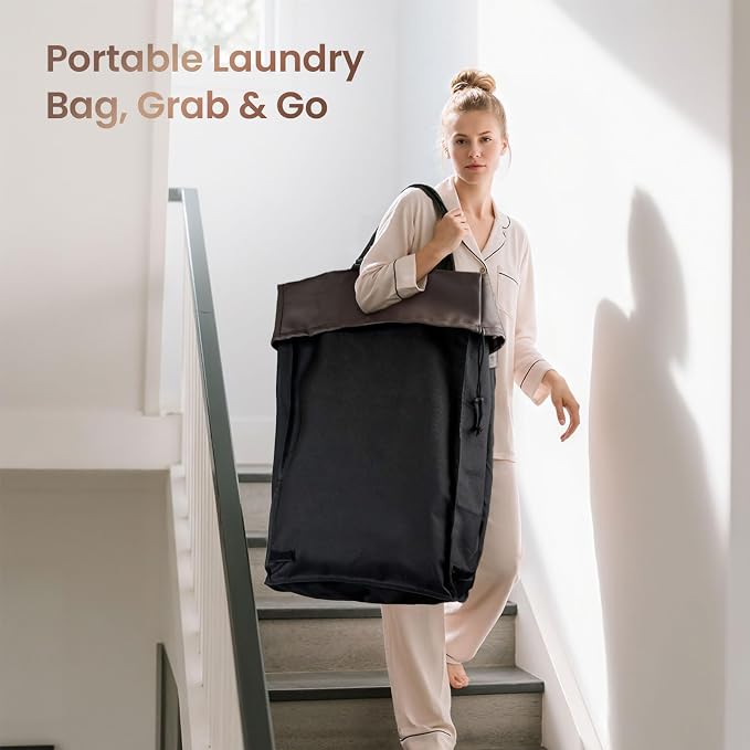 160L Laundry Hamper with Wheels and Handle, 2-Section Rolling Hamper for Laundry, Large Laundry Basket with Wheels, Rolling Laundry Basket Clothes Hamper for Home, Bathroom and Dorm(Black)