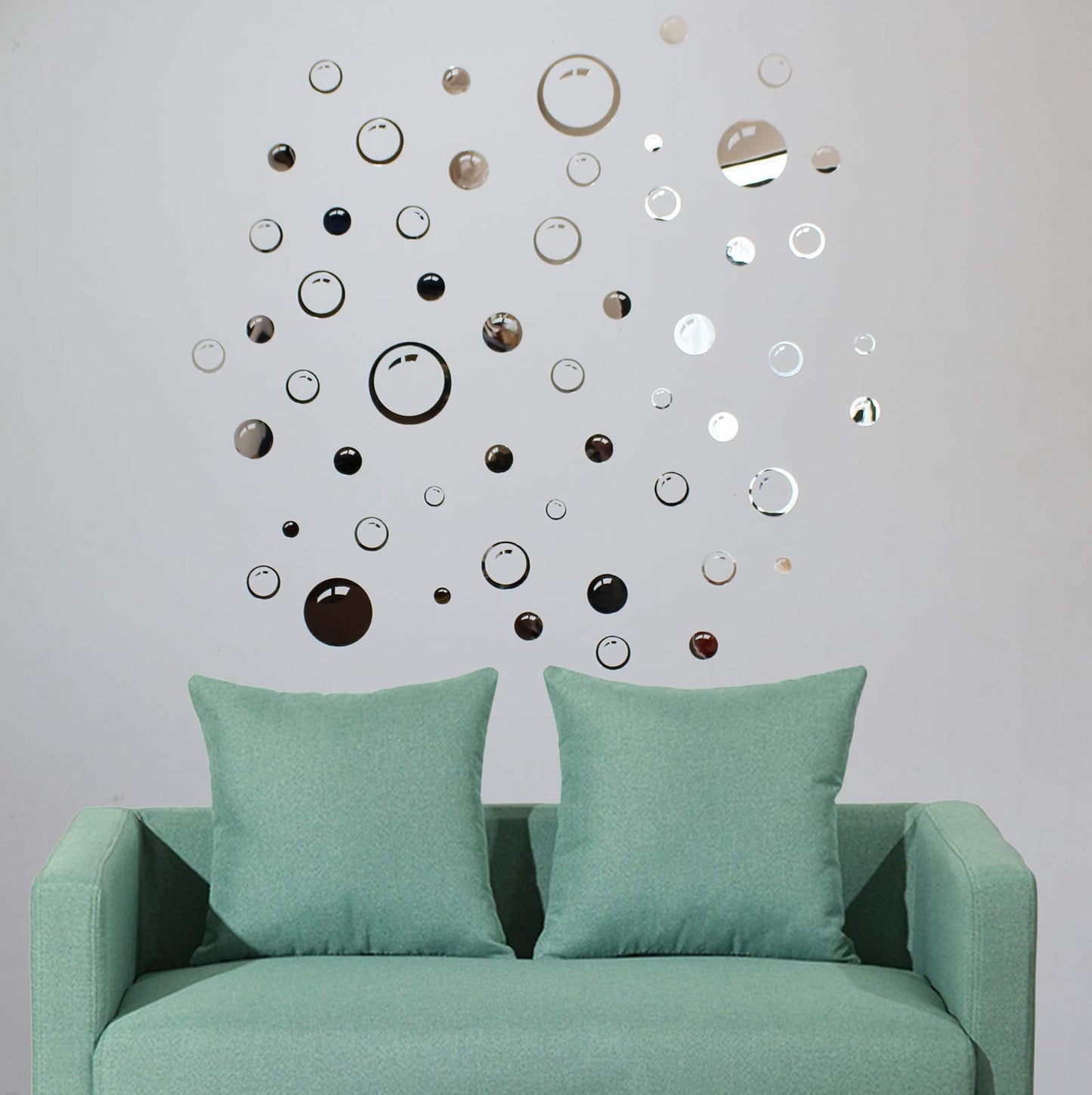 AQRICHFOX Acrylic Mirror Bubble Circle Wall Sticker Decals DIY Modern Art Mural for Living Room Bedroom Home Decor Wall Decoration Silver